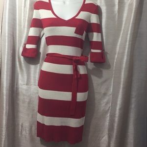 Beautiful red and cream dress.